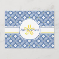 Dólar de areia com Floral Azul e Branco e nome per