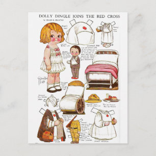 Cartão Postal Dolly Dingle Adere à Cruz Vermelha Enfermagem Pape