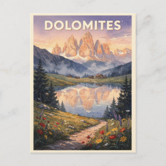 Cartão Postal Dolomitas Montanha Itália Vintage