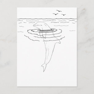 Cartão Postal Dolphin Adult Coloring Postcard