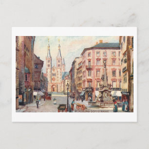 Cartão Postal Dom Strasse vintage, Wurzburgo, Alemanha