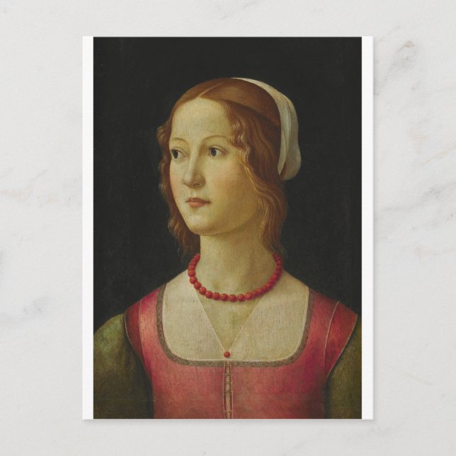 Cartão Postal Domenico Ghirlandaio - Retrato de uma jovem mulher (Frente)
