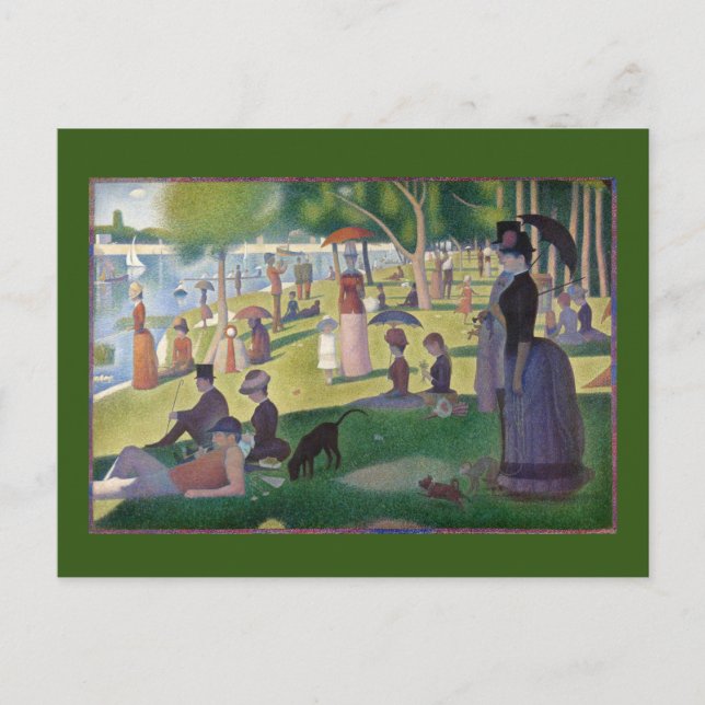 Cartão Postal Domingo em La Grande Jatte por Seurat, Belas Artes (Frente)