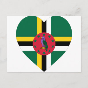 Cartão Postal Dominica Flag Heart