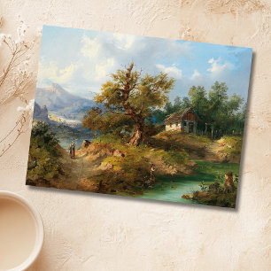 Cartão Postal Dominik Schufried Uma Paisagem Montanhosa com...