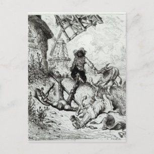 Cartão Postal Don Quixote e os Windmills