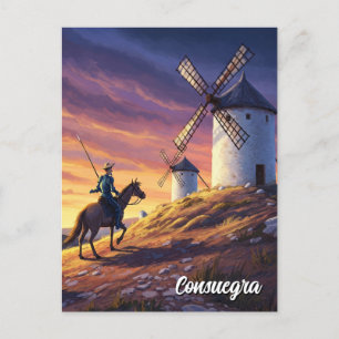 Cartão Postal Don Quixote na Viagem da Espanha Consuegra