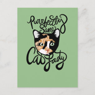 Cartão Postal Dona de Gato Perfeitamente Sã