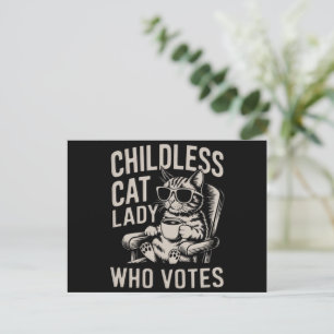 Cartão Postal Dona de Gato sem Filhos Voto Eleitoral 2024 Kamala