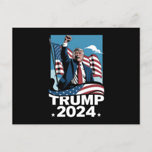 Cartão Postal Donald Trump 2024 Eleição Americana Bandeira Ameri