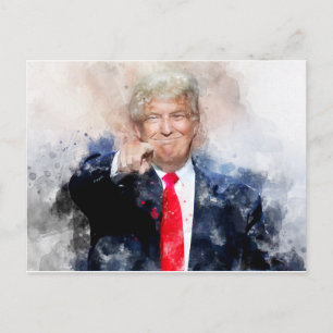 Cartão Postal Donald Trump apontando o retrato aquoso