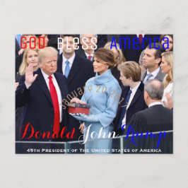 Cartão Postal Donald Trump fazendo seu juramento de escritório e