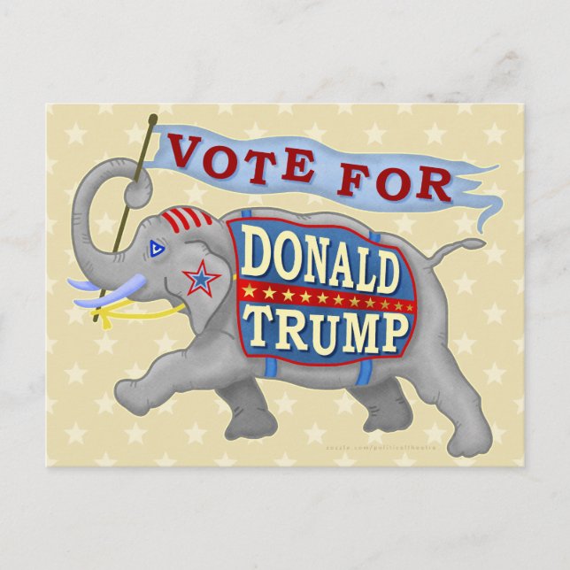 Cartão Postal Donald Trump Presidente 2024 Elefante Republicano (Frente)