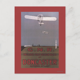 Cartão Postal Doncaster, Inglaterra - Primeiras Raças de Aviação