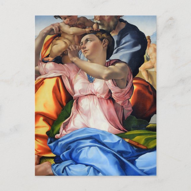 Cartão Postal Doni Tondo, Doni Madona (detalhes), Michelangelo,  (Frente)