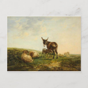 Cartão Postal Donkey and Sheep por William Shayer