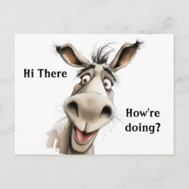 Cartão Postal Donkey dizendo Oi e perguntando como está indo? Ed