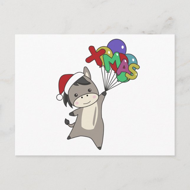 Cartão Postal Donkeys Natal Donkeys Animais de inverno (Frente)