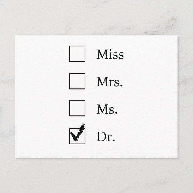 Cartão Postal Dons de doutorado para mulheres (Frente)