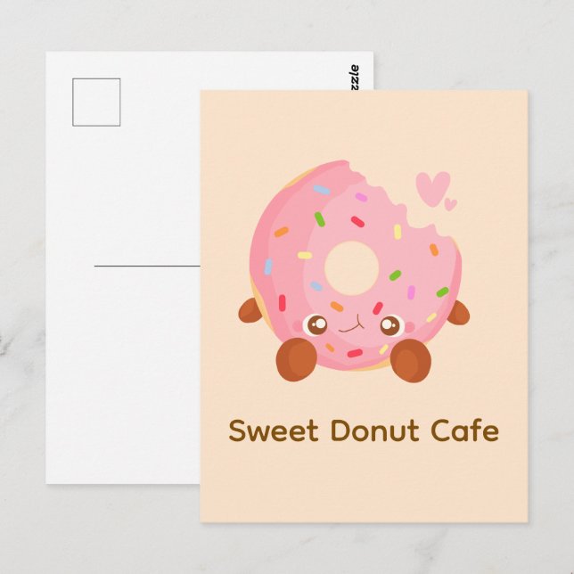 Cartão Postal Donut Alegre Com Confeitos (Frente/Verso)