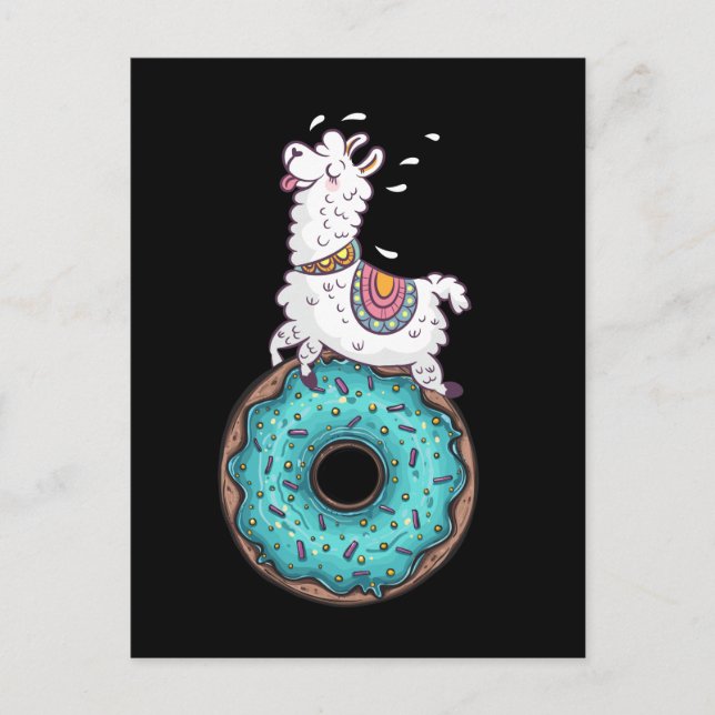 Cartão Postal Donut Engraçado de Lhama Alpaca (Frente)
