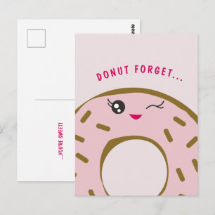 Cartão Postal Donut Fofo Não Esqueça Você é Doce Ilustração Kawa