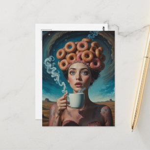 Cartão Postal Donuts de café da manhã surreais