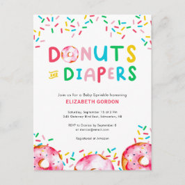 Cartão Postal Donuts & Fraldas Sprinkle de Bebê Fofo Divertido C