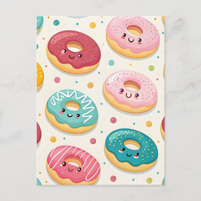 Cartão Postal Donuts Pattern (Frente)