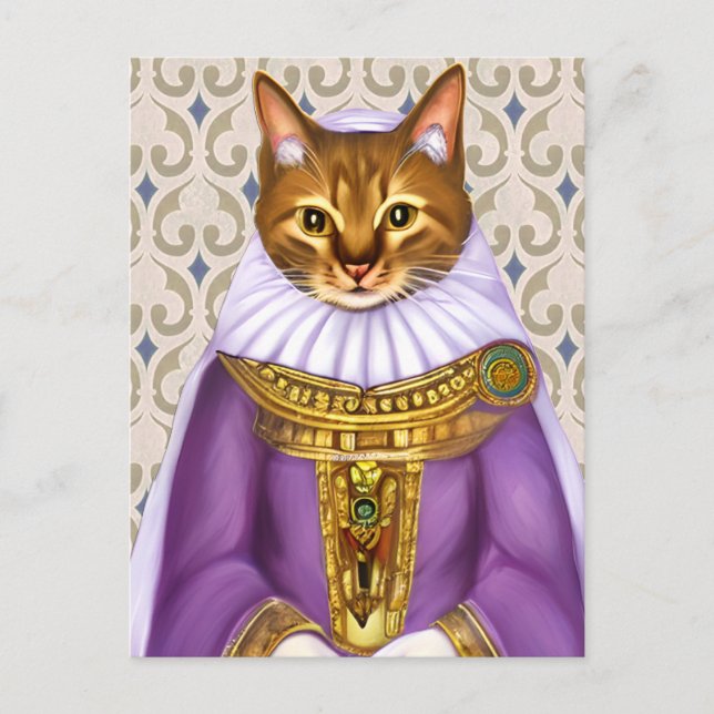 Cartão Postal Donzela Gata Medieval (Frente)