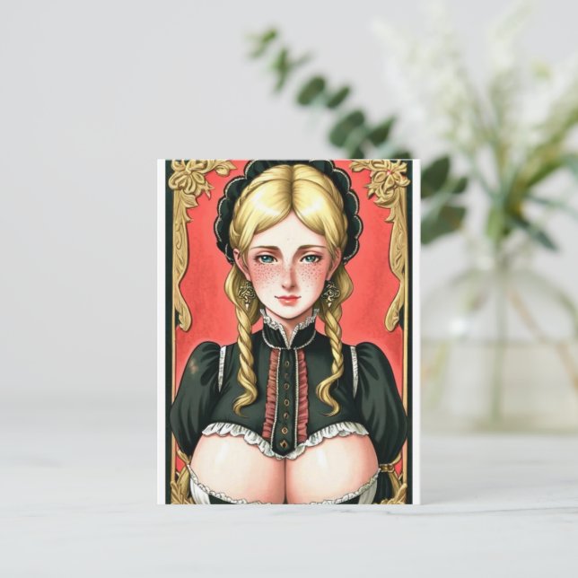 Cartão Postal Donzela Justa 7 (Em pé/Frente)