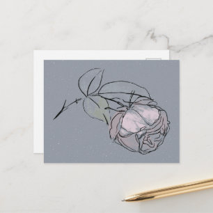 Cartão Postal Doodle de Flor de Rosa 