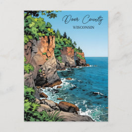 Cartão Postal Door County Illustration with Poem