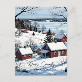 Cartão Postal Door County Wisconsin Illustration and Winter Poem