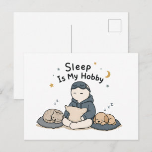 Cartão Postal Dormir é Meu Hobby Piada de Amante do Sono Meme