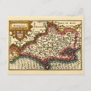 Cartão Postal Dorset Dorsetshire County England Antigo Mapa Hist