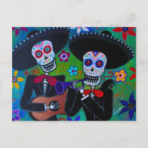 Cartão Postal Dos Amigos Dia de los Muertos Mariachi