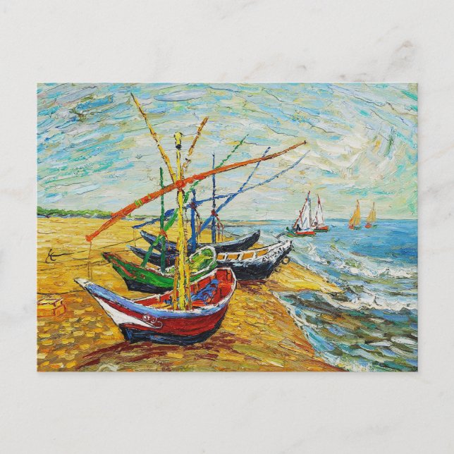 Cartão postal dos barcos de pesca Van Gogh (Frente)
