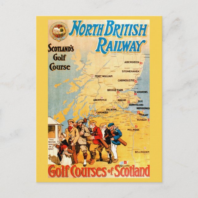 Cartão postal dos campos de golfe da Escócia (Frente)