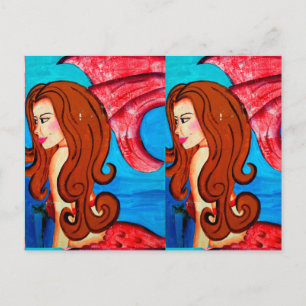 cartão postal dos gêmeos da sereia ruiva