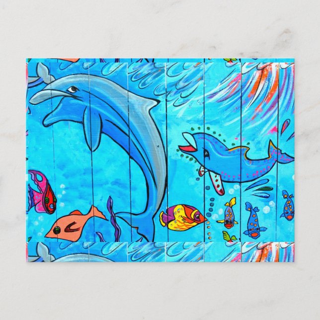 cartão postal dos golfinhos nadadores (Frente)