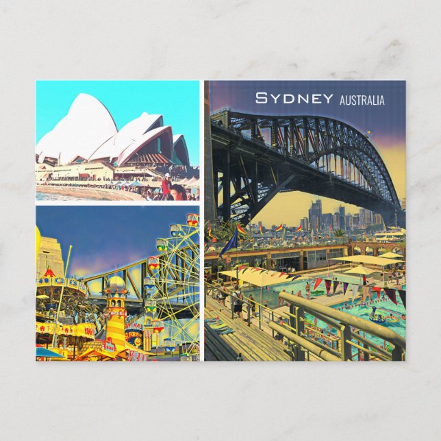 Cartão postal dos ícones da Sydney Austrália (Frente)