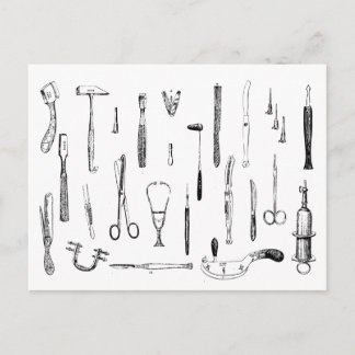Cartão postal dos instrumentos médicos de colheita