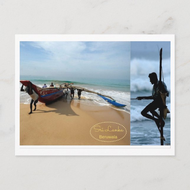 Cartão postal dos pescadores do Sri Lanka (Frente)