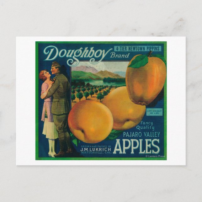 Cartão Postal Doughboy Apple Crate LabelWatsonville, CA (Frente)