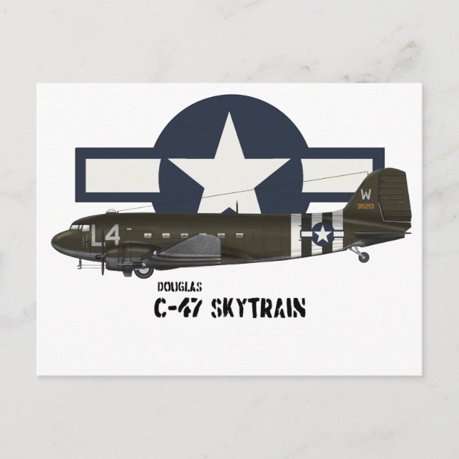 Cartão Postal Douglas C-47 Skytrain (Frente)