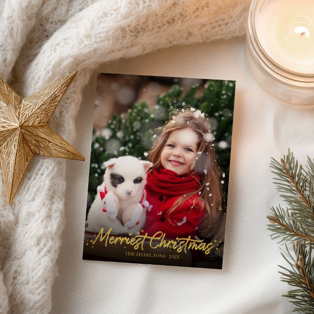 Cartão Postal Dourada Caligrafia Fotografia da Glitter Feliz Nat (Criador carregado)