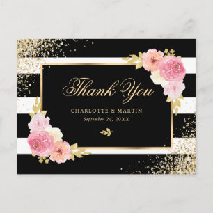 Cartão Postal Dourada Confetti Blush Blush Branca Agradeço