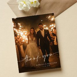 Cartão Postal Dourada e luxuosa Foto minimalista Floral Obrigado