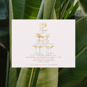 Cartão Postal Dourada Festa de noivado de Blush de Texto em Torr